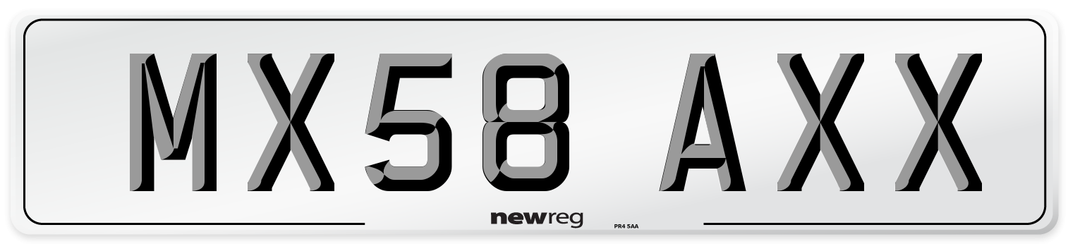 MX58 AXX Number Plate from New Reg